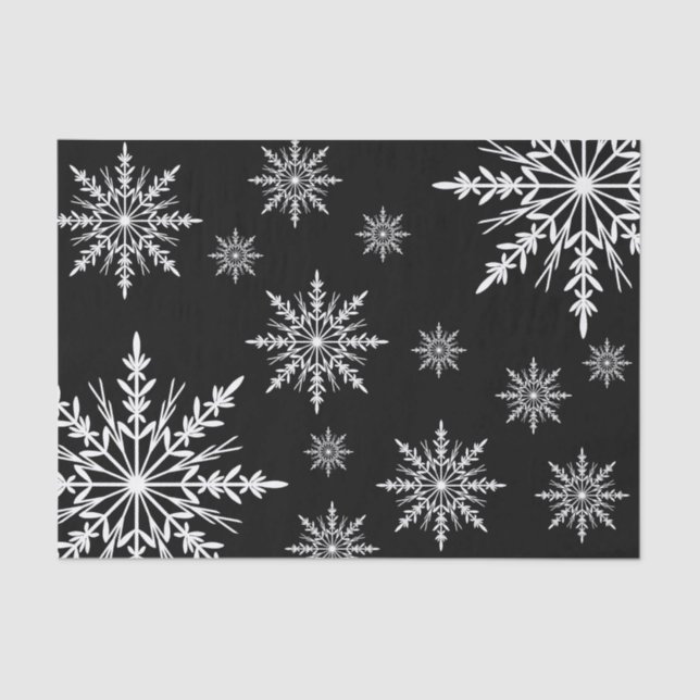 Black and White Winter Snowflakes Tissue Paper (Front)
