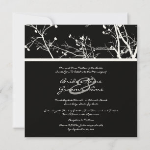Black and White Winter Tree Wedding Invitation