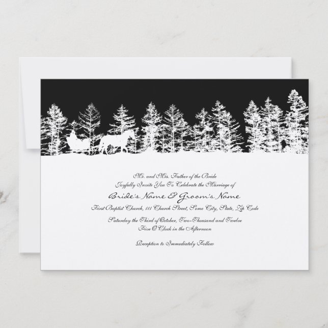 Black and White Winter Wedding Invitation (Front)