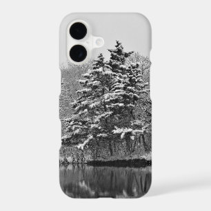 Black and White Winter Wonderland Lake Scene