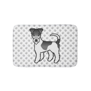 Black And White Wire Fox Terrier Cute Cartoon Dog Bath Mat