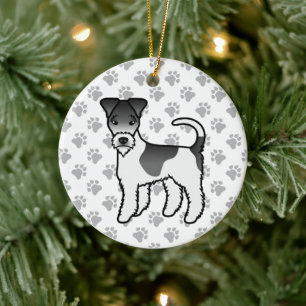 Black And White Wire Fox Terrier Cute Cartoon Dog Ceramic Tree Decoration