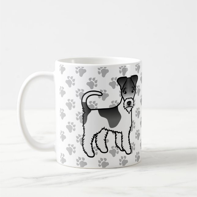 Black And White Wire Fox Terrier Cute Cartoon Dog Coffee Mug (Left)