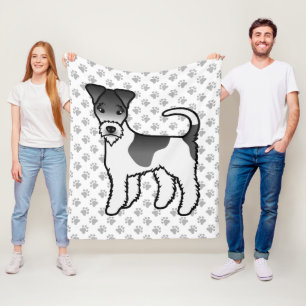 Black And White Wire Fox Terrier Cute Cartoon Dog Fleece Blanket