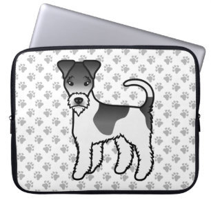 Black And White Wire Fox Terrier Cute Cartoon Dog Laptop Sleeve