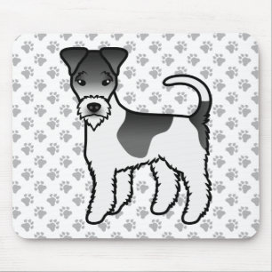 Black And White Wire Fox Terrier Cute Cartoon Dog Mouse Mat