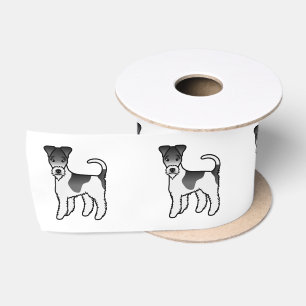 Black And White Wire Fox Terrier Cute Cartoon Dog Satin Ribbon