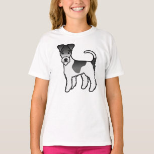 Black And White Wire Fox Terrier Cute Cartoon Dog T-Shirt