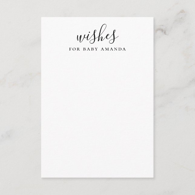 Black and white Wishes for baby. Simple advice Enc Enclosure Card (Front)