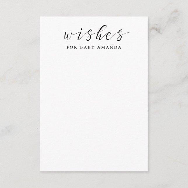 Black and white Wishes for baby. Simple advice Enclosure Card (Front)