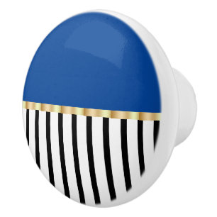 Black And White With A Pop Of Blue Ceramic Pull