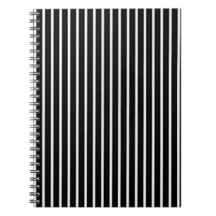 black and white with black pinstripes notebook
