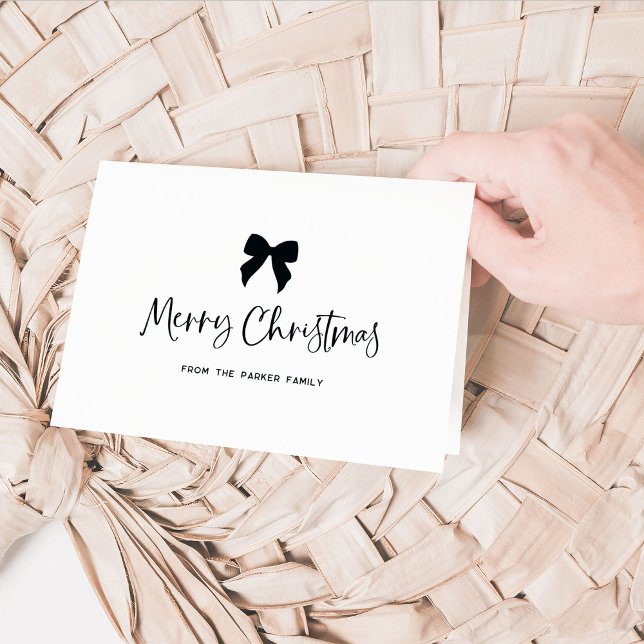 Black and White with Bow | Merry Christmas Holiday Card (Creator Uploaded)