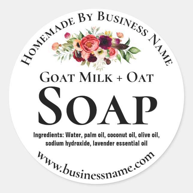 Black And White With Colourful Flowers Soap Labels (Front)