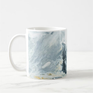 Black and white with gold marble abstract hand pai coffee mug