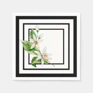 Black and white with lemon blossom napkin