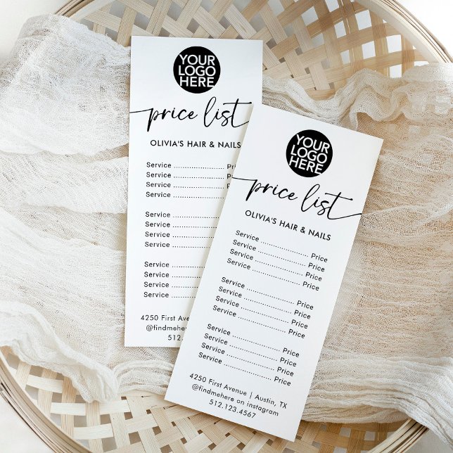 Black and White with Logo | Price List Services Rack Card (Creator Uploaded)