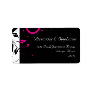 Black and White with Magenta Swirl Accent Label