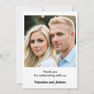 Black and White With Photo Wedding Thank You Card