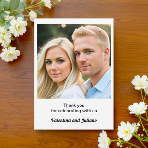 Black and White With Photo Wedding Thank You Card
