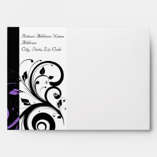 Black and White with Purple Swirl Accent Envelopes