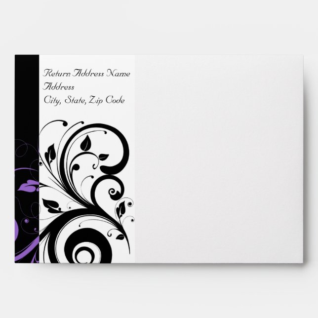 Black and White with Purple Swirl Accent Envelopes (Front)