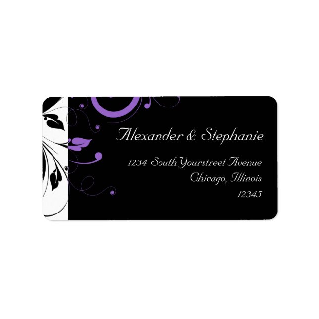 Black and White with Purple Swirl Accent Label (Front)