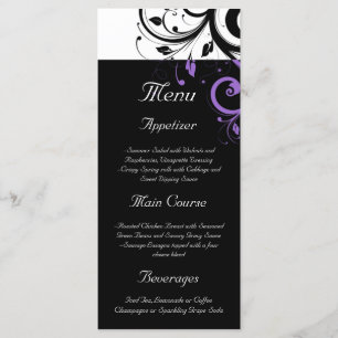 Black and White with Purple Swirl Accent Menu