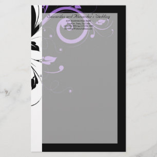 Black and White with Purple Swirl Accent Stationery