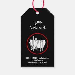 Black and White with Red Custom Restaurant Tag