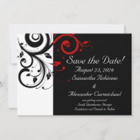 Black and White with Red Reverse Swirl