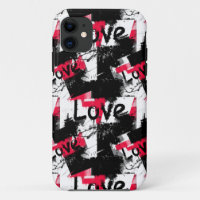 Black and white with red spots love pattern