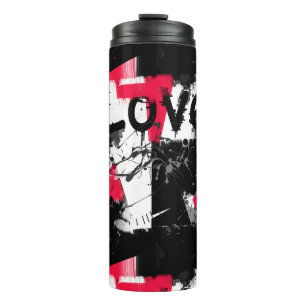 Black and white with red spots love pattern thermal tumbler