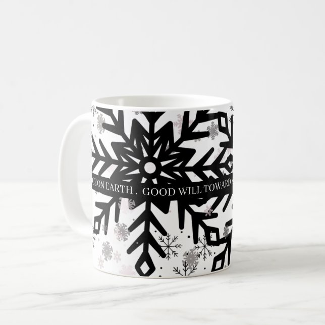 black and white with saying christmas mug (Front Left)