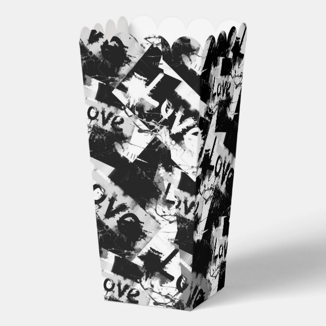 Black and white with spots pattern of love favour box (Front)