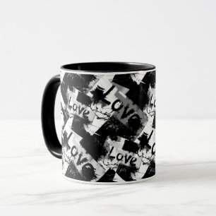 Black and white with spots pattern of love mug