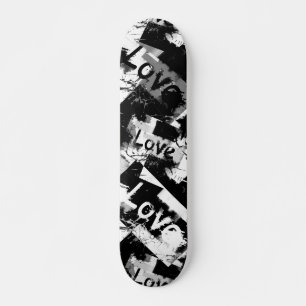Black and white with spots pattern of love skateboard