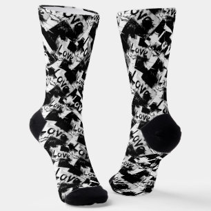 Black and white with spots pattern of love socks