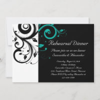 Black and White with Teal Reverse Swirl