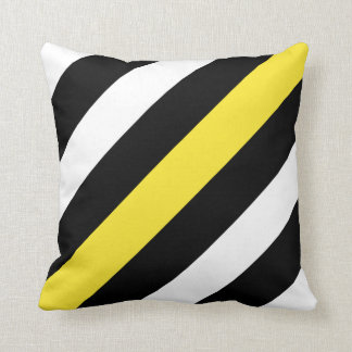 Black and white with yellow stripes cushion