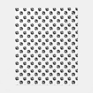 Black and White Wolf Paw Fleece Blanket