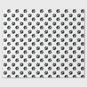 Black and White Wolf Paw Wrapping Paper
