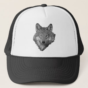 Black and White Wolf Trucker Hat