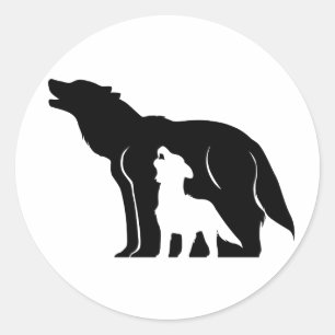 Black and White Wolves Classic Round Sticker