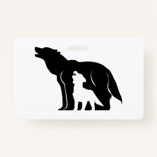 Black and White Wolves ID Badge