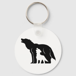Black and White Wolves Key Ring