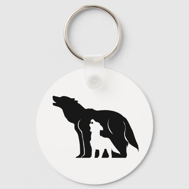 Black and White Wolves Key Ring (Front)