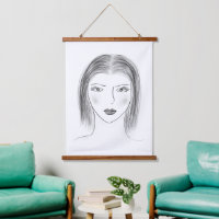 Black and White Woman Face Sketch for Gallery Wall