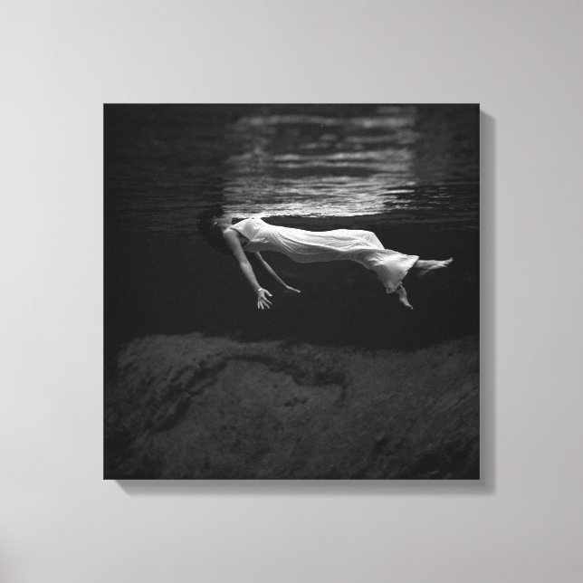 Black and White Woman in the Water Photograph Canvas Print (Front)
