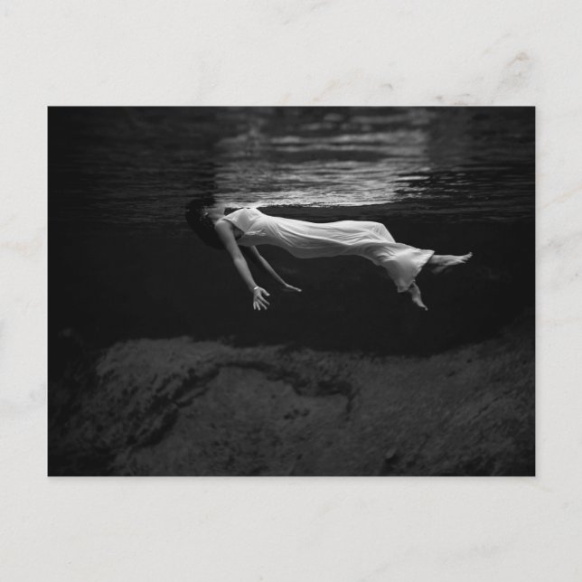 Black and White Woman in the Water Photograph Postcard (Front)